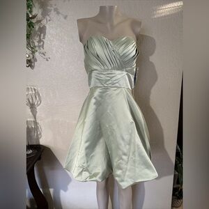 Narianna Strapless Satin Dress in Soft Green